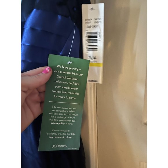 NWT Deadstock Y2K Navy Blue Halter Dress with Black Flocked Floral Designs - Picture 5 of 8